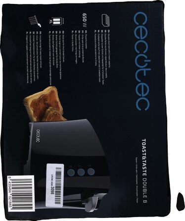 Тостер Cecotec Toast&Taste Double B, потужність 650 Вт, подвійне гніздо для 2 тостів, автоматичне вимкнення та функція спливаючих