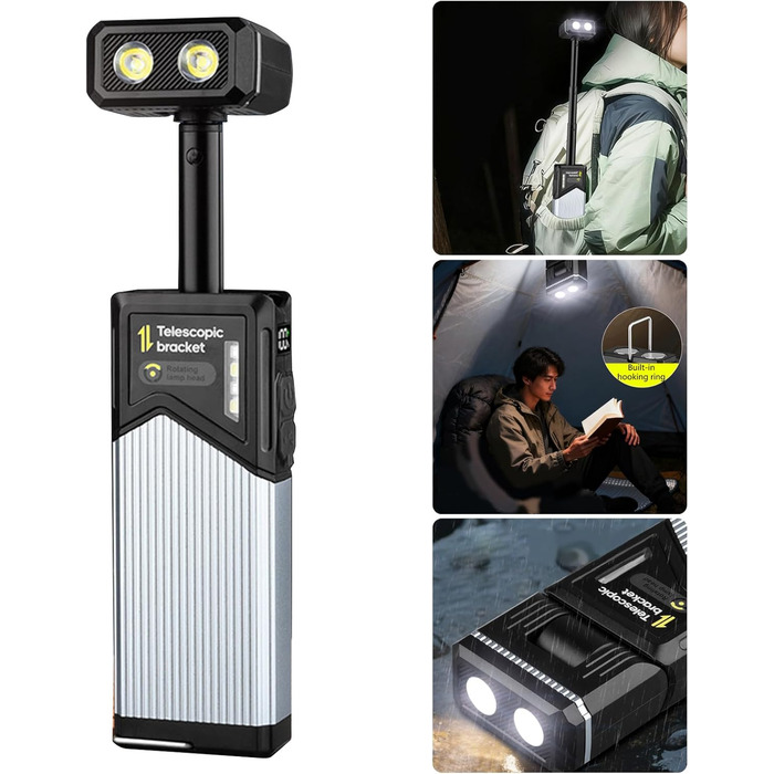 Портативні телескопічні ліхтарі, 500 лм, висока яскравість, обертання на 180, IP44, 5 для екстрених випадків у поході, портативний телескопічний робочий ліхтар, 2