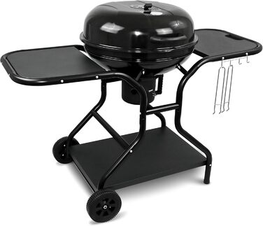 Чайник-барбекю Ø55 см з полицею I Пересувний візок для барбекю з кришкою I Решітка для барбекю на вугіллі, круглий мангал для грил