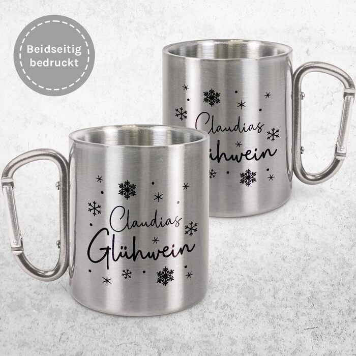Персоналізована кружка для глінтвейну Кухоль з нержавіючої сталі з карабіном Ідея подарунка 330 мл Кухоль Для кемпінгу Ключки Срібний без кришки