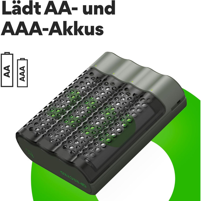 Зарядний пристрій, включаючи 4 батареї типу AA ємністю 2600 мАг, 452, USB-