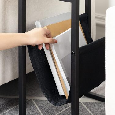 Вузький бічний столик HOOBRO, тумбочка з тканинною петлею для журналів, диван-столик, підходить для невеликих приміщень, спальні, вітальні, офісу, темно-коричневий EUBF66BZ01