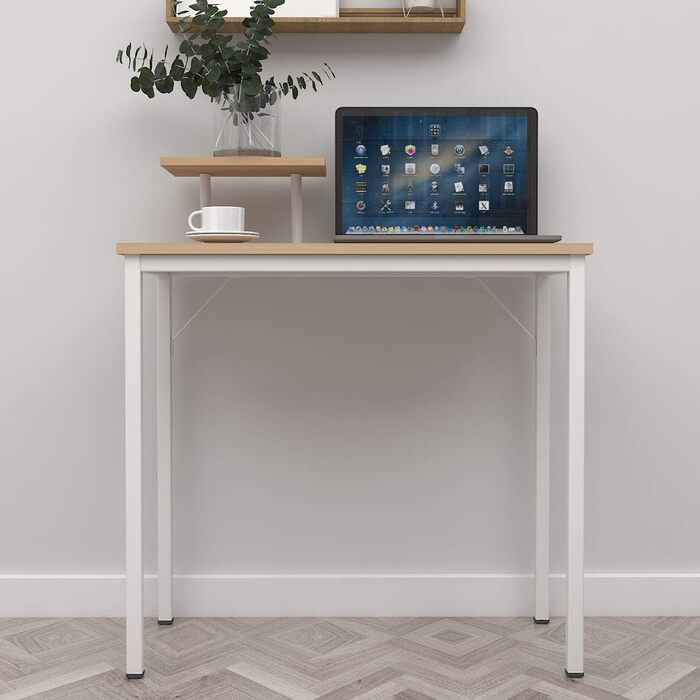 Комп&39ютерний стіл Невеликий робочий стіл Офісний стіл з дерев&39яного композиту та металевого каркасу, з підставкою, стіл для ПК та ноутбука Навчальний стіл для дому та офісу, 80 * 40 см, світлий дуб