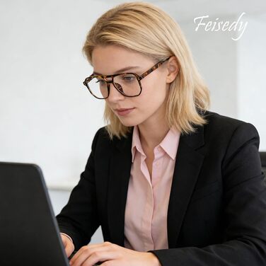 Окуляри FEISEDY Retro 70-х 80-х з фільтром синього світла (без діоптрій), рогова оправа B2866, чорний леопард, 54 мм