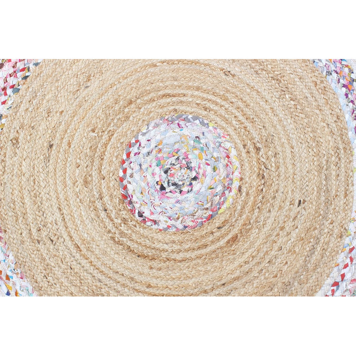 Індійський круглий килим ручної роботи CASAVANI, 12 різнокольорових кіл, килим кілім, натуральна китиця, бавовна чінді, джутовий к
