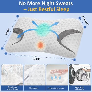 Подушка з піни з ефектом пам&39яті CPAP для сну на боці, подушка для сну з апное, ортопедична подушка для підтримки шиї, полегшує біль у шиї для сну на боці, білий 01-стандарт (22,83&39*14,96&39*3,74&39)