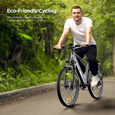 Електровелосипед для жінок/чоловіків, 26 дюймів/27,5 дюймів, з літій-іонним акумулятором 36 В 13 Аг, двигуном 250 Вт, запас ходу до 100 км у гібридній моделі 27,5 дюймів, сріблястий