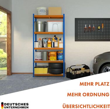 Надміцний стелаж KARAT, підвальний стелаж, стелаж для зберігання зі сталевою рамою, вантажопідйомність 1050 кг (синьо-помаранчевий, 180 x 90 x 60 см) Rhino 180 x 90 x 60 см синьо-помаранчевий