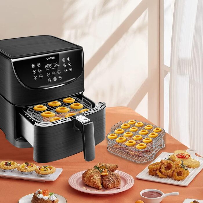 Стійка для фритюрниці Cosori, 304 2-шаровий дегідратор з нержавіючої сталі Решітка для гриля Аксесуари для COSORI 5.5L XXL, COSORI 6.4L, Instant Vortex 5.7 л, Proscenic 5.5L Аерофритюрниці Аерофритюрниці