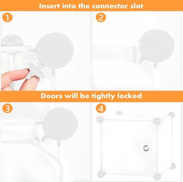 Кубоподібний модуль для зберігання з дверцятами, 6 кубічних полиць, гардеробна шафа, модульна пластикова полиця, ідеально підходить для спальні, 93,5 см Д x 31,8 см Ш x 93,5 см В, молочно-білий, USHS3006M-DOOR