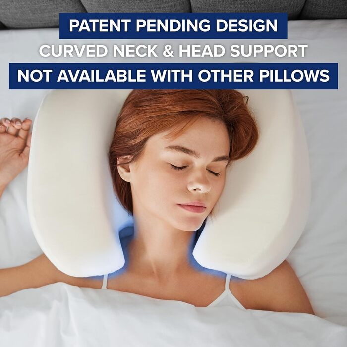 Найкраща подушка для тих, хто спить на спині, зручна для спини, запобігає утворенню зморшок, запатентована підтримка шиї, атласний чохол у комплекті, 100 тестів нічного сну, CertiPUR-US