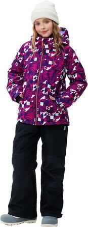 Зимовий комбінезон для дівчаток, комплект з лижної куртки та штанів, капюшон з бретелями, вітрозахисний, водонепроникний, теплий, розмір 140-152, яскраво-рожевий