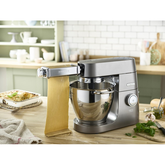 Кухонний комбайн Kenwood Titanium Chef Patissier XL KWL90.034SI (1400 Вт) з набором для кондитерів (4 предмети), сріблястий набір для приготування пасти MAX980ME з нержавіючої сталі
