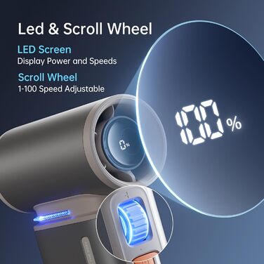 Міні-вентилятор JISULIFE 2-в-1 із функцією Air Duster, потужний транспортний вентилятор, стильний розумний маленький вентилятор, ручні вентилятори 1100 швидкостей, ручні вентилятори зі світлодіодним дисплеєм коричневі