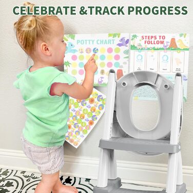 Дитяче сидіння для унітазу зі сходинками, регульоване по висоті, складне дитяче сидіння для унітазу 2 в 1 з м&39яким сидінням, сті