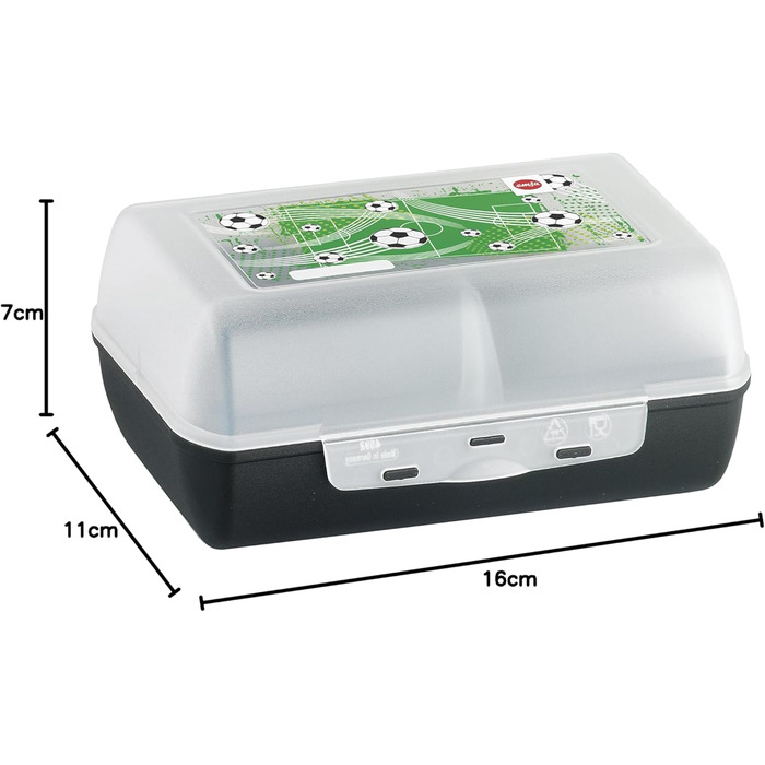 Ланчбокс Emsa Variabolo з роздільником, 2 відділення, 16x17 см, Футбольний дизайн, 516991