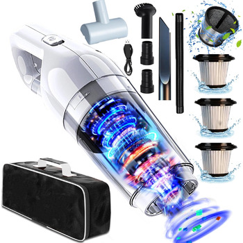 Ручний пилосос, 18000/15000Pa Акумулятор 6000mAh Безмішковий Мокрий Сухий Тест Переможець Автомобільний пилосос 2-ступінчастий всм