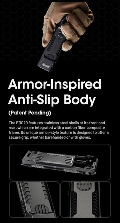 Тактичний ліхтарик Nitecore EDC29 Luminblade, акумуляторний світлодіодний ліхтарик USB, надзвичайно яскравий 6500 люмен, до 61 години роботи, чорний