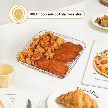 Решітки для аерофритюрниці, квадратна тришарова стійка з нержавіючої сталі 304, аксесуари для фритюрниці, аксесуари для фритюрниці Cosori, решітка для гриля
