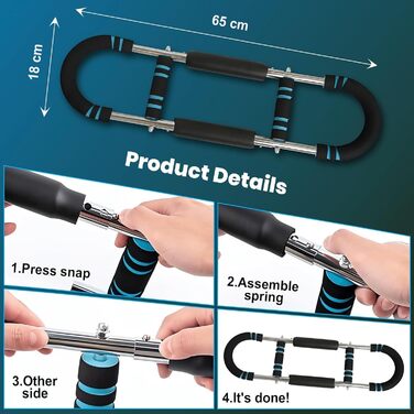 Регульований тренажер для силових тренувань Twister Arm з 3 рівнями опору 40-90 фунтів - U-подібний силовий тренажер для грудей для чоловіків та жінок - еспандер для грудей, тренажер для плечей, зап&39ястя, спини