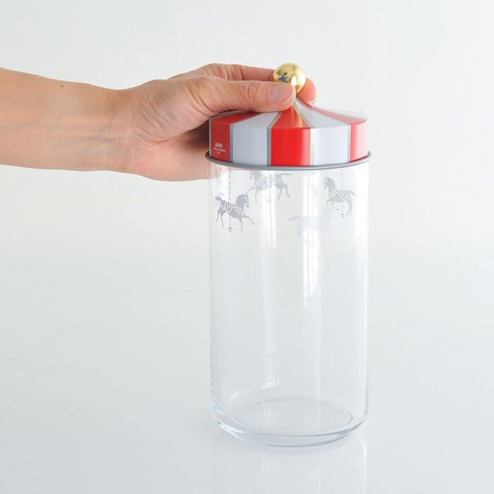 Кухонний контейнер Alessi з герметичною кришкою, жерсть, скло, різнокольоровий, 10,5 x 10,5 x 24,5 см