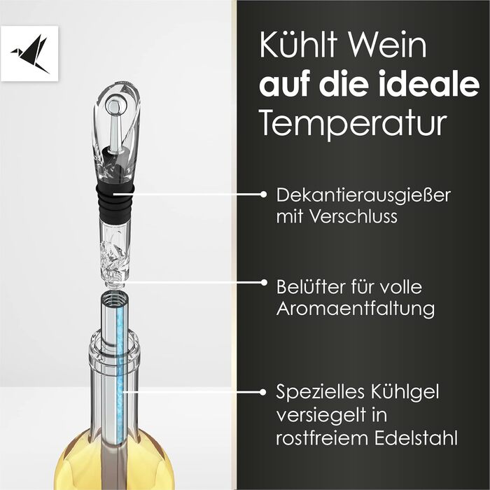 Стрижень для охолодження вина Beyond з нержавіючої сталі з наливником - ідеальний подарунок для винних аксесуарів для любителів ви