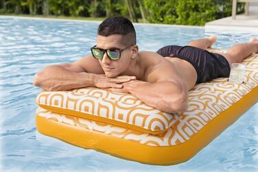 Надувний матрац Bestway з оксамитовою поверхнею, 169 x 77,5 x 30,5 см, 1 особа, ПВХ, 2 повітряні камери, оксамитова поверхня, вбудований тримач для напоїв, запобіжний та швидкознімний клапан, латка для ремонту