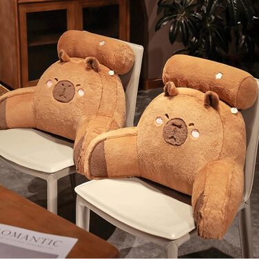 Подушка для читання у формі капібари з підтримкою для шиї та рук, 60 x 40 см, мила м&39яка плюшева подушка у формі капібари, подушка для поперекової підтримки ліжка, дивана, автокрісла, офісу, подушка для спинки капібари для читання та відпочинку