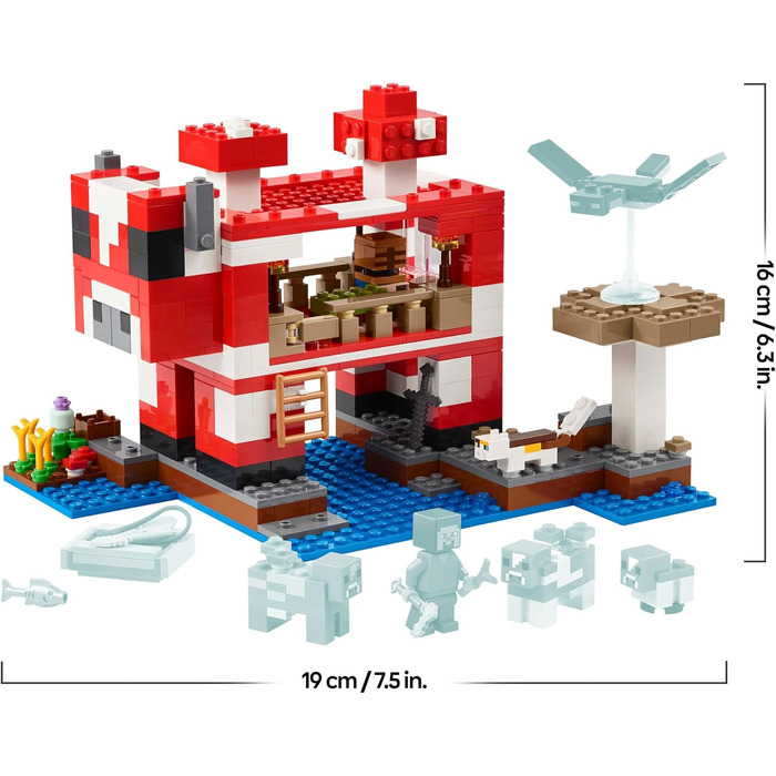 Конструктор LEGO Minecraft The Mushroom Cow House 21270, 500 деталей