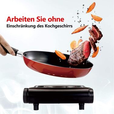 Інфрачервона варильна поверхня CUSIMAX 2 шт. 1200 Вт 1200 Вт Електрична варильна поверхня зі склокераміки, портативні подвійні варильні поверхні з регулюванням температури для зовнішнього/внутрішнього використання, для всіх типів гончарів, чорна нержавіюч