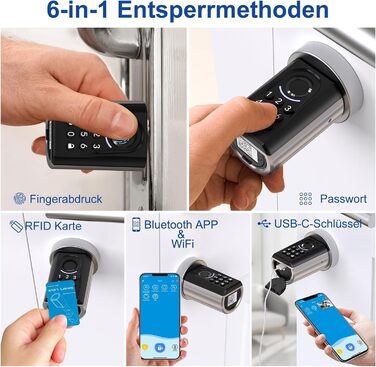 Дверний замок WELOCK з відбитком пальця ToucA51, код електронного замка, з RFID-картою, APP, WiFi, замок з відбитком пальця передніх дверей IP65, розумний замок, циліндр замка для дверей від 30-70 мм, розумний замок