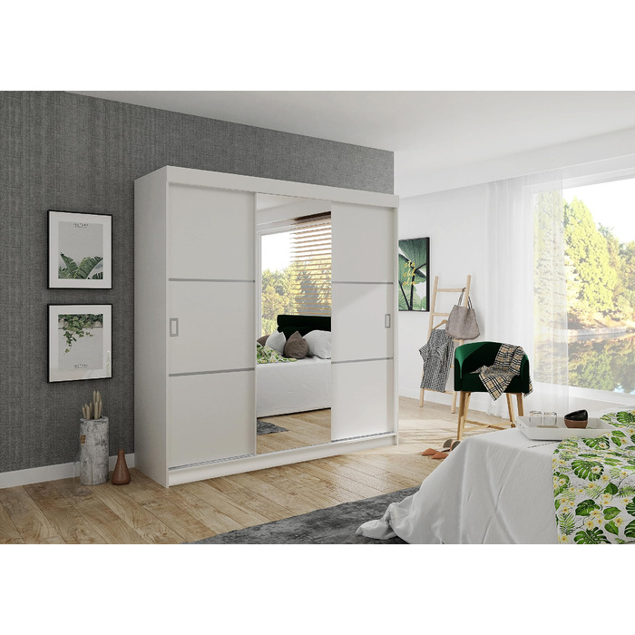 Білл Шафа Спальня Вішалка для одягу Шафа для спальні Маленька шафа Шафи 200x205x59 см Шафа Біла 200x205x59 см Біла