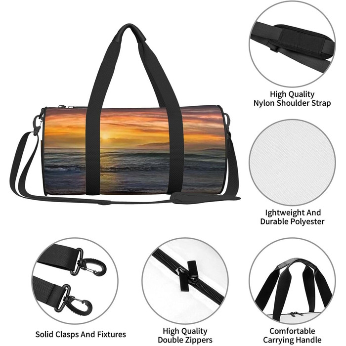 Спортивна дорожня сумка Bodybuilding Evolution великої місткості, легка та міцна, ідеальний подарунок для походів, відпочинку, ділових поїздок та іншого, дизайн Захід сонця на пляжі, універсальний розмір