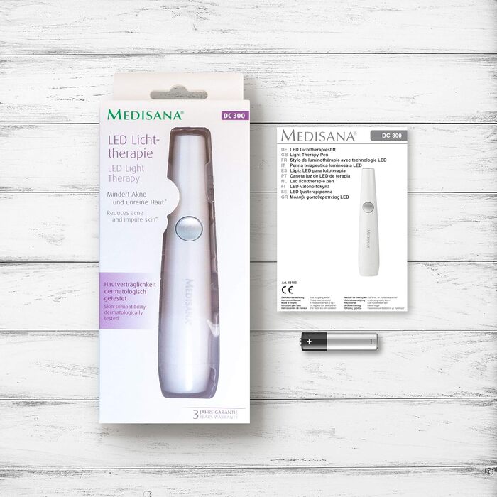 Ручка проти прищів medisana DC 300, світлодіодна терапія, лікування прищів, лікування плям, запалень, плям і вугрів, для всіх типів шкіри