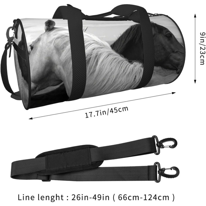 Спортивна дорожня сумка Білий кінь та Чорний кінь, унісекс, велика спортивна сумка-мішок