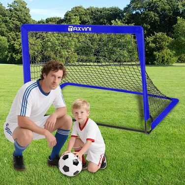 Висувні футбольні ворота для саду - Комплект з 2 шт. - Дитячі футбольні ворота з армованими скловолокнистими стійками та високоякісними сітками - Складаний комплект висувних воріт для використання в приміщенні, на вулиці та в саду - 90x74x74 см