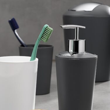 Сірий, відро для сміття з поворотною кришкою, відро для косметики 5 л з поворотною кришкою, пластик, MARTA, відро для сміття у ван