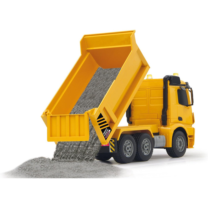 Позашляховик-самоскид Mercedes-Benz Arocs 2,4 ГГц - Кузов підіймається/опускається, реалістичний звук двигуна, клаксон, звук попередження про рух заднім ходом, повний привід, жовті світлодіодні сигнальні вогні, програмовані функції, 404940 -