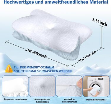 Подушка для шийного відділу хребта від болю в шиї, ортопедична подушка з піною з ефектом пам&39яті від болю в плечах, ергономічна подушка для підтримки голови та шиї для сну на боці/спині/животі, розкішна подушка для шиї