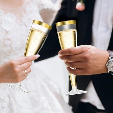 Набір келихів для шампанського LStex 60 шт. пластикові з золотим блиском Набір келихів для вина Підходить для весільних вечірок та