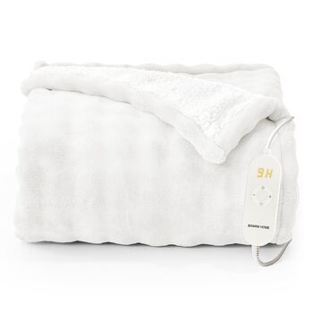 Електрична ковдра 130x180 см, з автоматичним вимкненням, 9 режимами нагріву та 10-годинним таймером, функцією пам&39яті, захистом від перегріву, електрична м&39яка ковдра для ліжка, офісна (біла) 130x180 см Білий