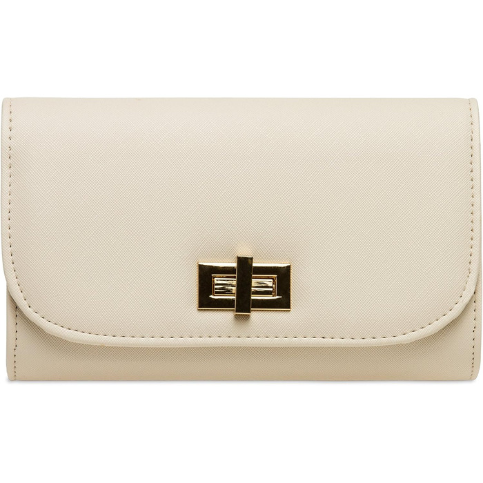 Елегантне клатч-конверт Caspar TA389 для вечірок, бежевий колір, з довгим ланцюжком