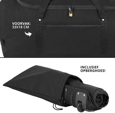 Велика дорожня сумка на колесах 100 л - Складана дорожня сумка XXL - Велика спортивна сумка з колесами (чорна)