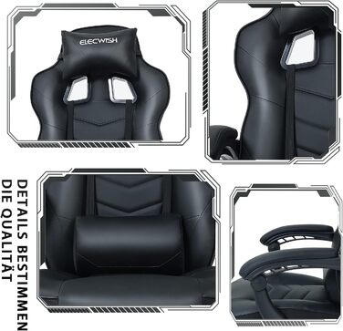 Ігрове крісло YU YUSING Massage Racing, ергономічне спортивне сидіння, комп&39ютерне крісло з регульованою висотою, крісло керівника, письмове крісло з підголівником, регульованими підлокітниками та підставками для ніг (чорне)