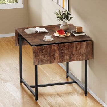 Розкладний обідній стіл YITAHOME, розсувний відкидний стіл з тримачем для зберігання та 4 регульованими ніжками, для 2-6 осіб, 120 x 78 x 75 см, рустикальний коричневий та чорний