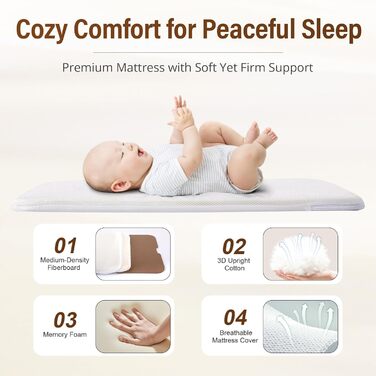 Дитяче ліжечко-колиска - Дитяче ліжко-колиска з колесами, пружинна колиска для немовлят - Комплект ліжечка для подорожей - Розсувне дитяче ліжко - Безпечне спальне місце для малюків, бежевий