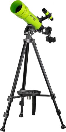 Дитячий рефракційний телескоп Bresser Junior 70/400 для дітей віком від 8 років, для початківців астрономії, телескоп із рюкзаком, аксесуарами та тримачем для смартфона, спостереження за нічним небом, зелений