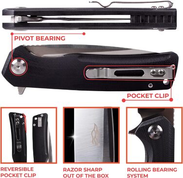 Кишеньковий ніж Ganzo Firebird FH91-BK Сталеве лезо D2 Ергономічна рукоятка G10 протиковзка з кліпсою Кемпінг Риболовля Мисливське