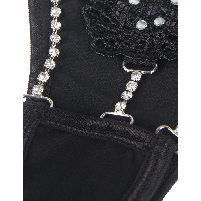 Сексуальні стрінги-стрінги для жінок зі стразами, ніжна вишивка, еротична білизна, великі розміри, бразильські труси, жіноча білизна, пишні мікробікіні, регульовані міні-стрінги, Т-подібна спинка, SM 1-чорний