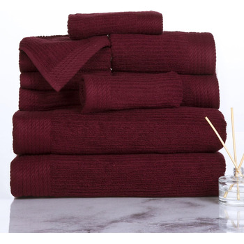 Набір ребристих рушників Lavish Home, 100 бавовна, бордово-червоний, 10 предметів, бордові кольори